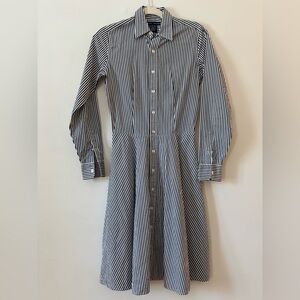 Ralph Lauren Blue Label Striped Midi Long Sleeve Shirt Dress‎ Women's size 2